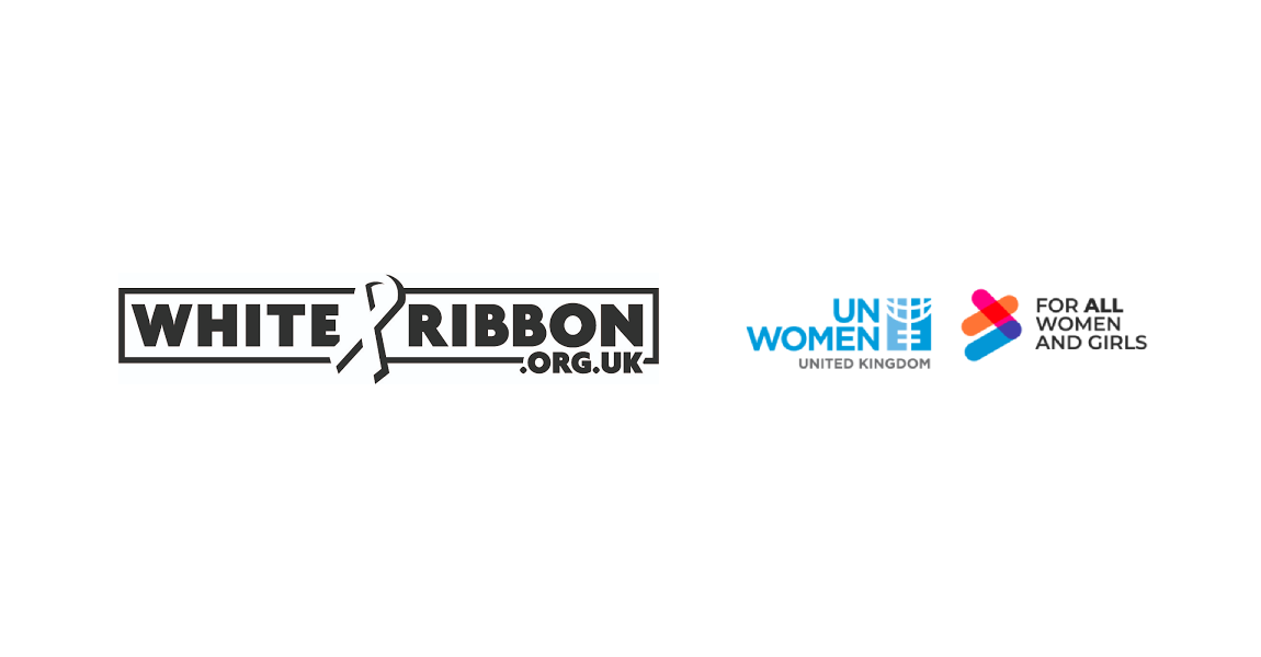 White Ribbon, UN Women and For All Women and Girls logos.